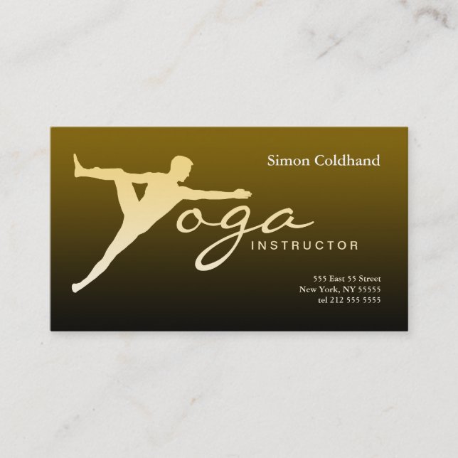 Yoga Instructor Business Card Gold Brown Visitenkarte (Vorderseite)