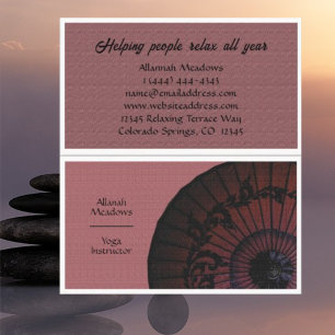 Yoga Instructor Business Card Oriental Parasol Visitenkarte