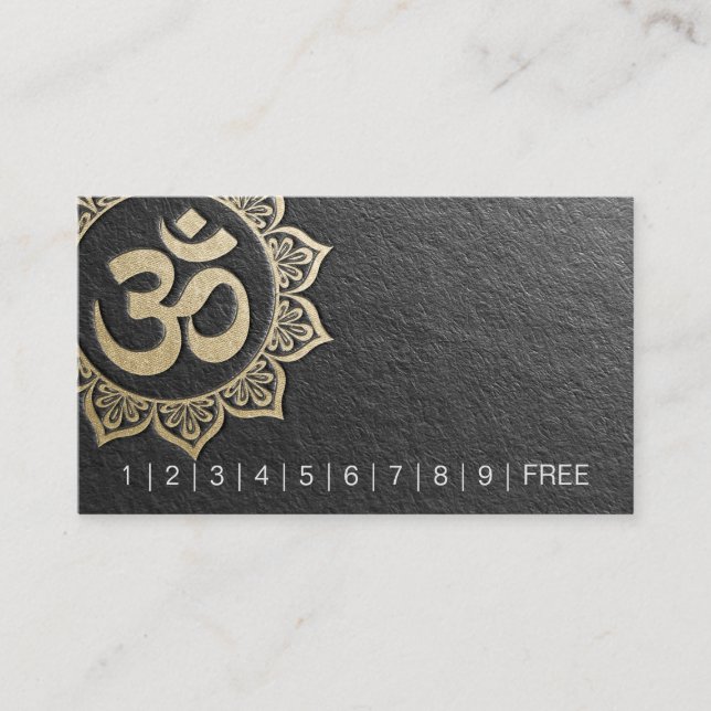YOGA Instructor Chic Black Gold OM Mandala Loyalit Treuekarte (Vorderseite)