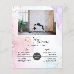Yoga Instructor Classes Foto Logo Watercolor Boho Flyer