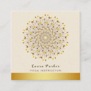 Yoga Instructor Classic Mandala Lotus Floral Gold Quadratische Visitenkarte