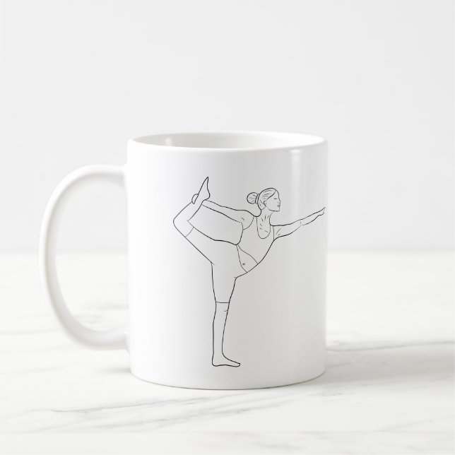 Yoga Instructor Dancer Pose Black Simple Line Art Kaffeetasse (Links)