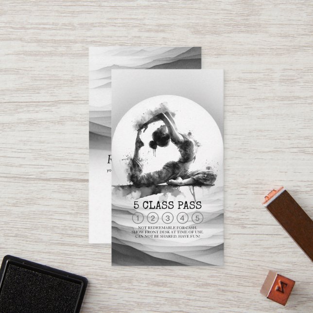 Yoga Instructor Einbeiner King Pose 5 Class Pass Treuekarte (Vorderseite/Rückseite Beispiel)