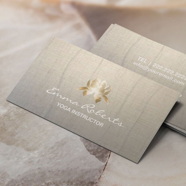 Yoga Instructor Elegante Gold Lotus Vintag Visitenkarte (Von Creator hochgeladen)