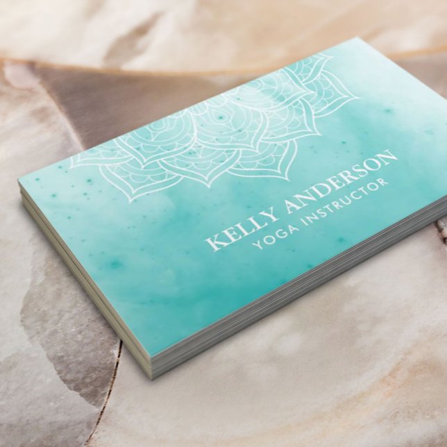 Yoga Instructor Elegante Watercolor Lotus Mandala Visitenkarte (Von Creator hochgeladen)