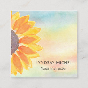 Yoga Instructor Floral Watercolor Quadratische Visitenkarte