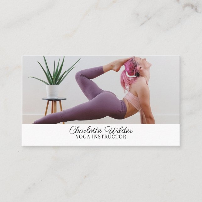 Yoga Instructor Foto Business Card Visitenkarte (Vorderseite)