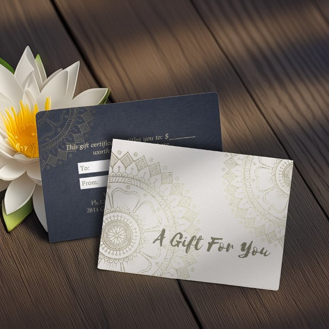 YOGA Instructor Gift Certificate Blue Gold Mandala (Von Creator hochgeladen)