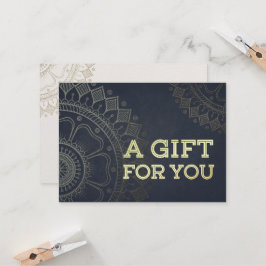 YOGA Instructor Gift Certificate Blue Gold Mandala Rabattkarte