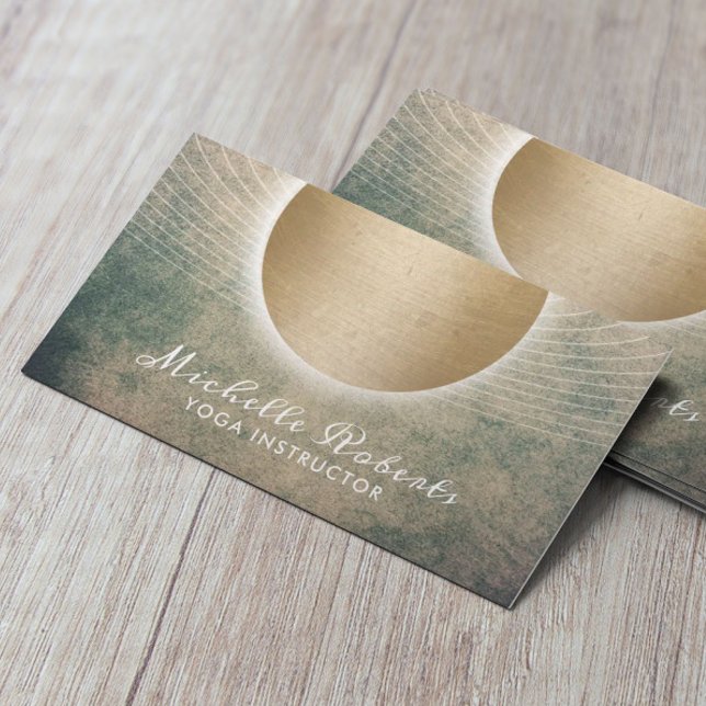 Yoga Instructor Glows Gold Circle Vintag Visitenkarte (Von Creator hochgeladen)