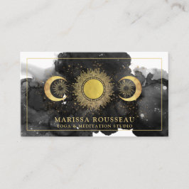 Yoga Instructor Gold Black Sun Moon Business Card Visitenkarte