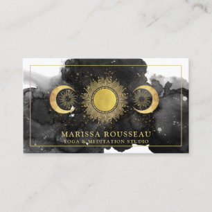 Yoga Instructor Gold Black Sun Moon Business Card Visitenkarte