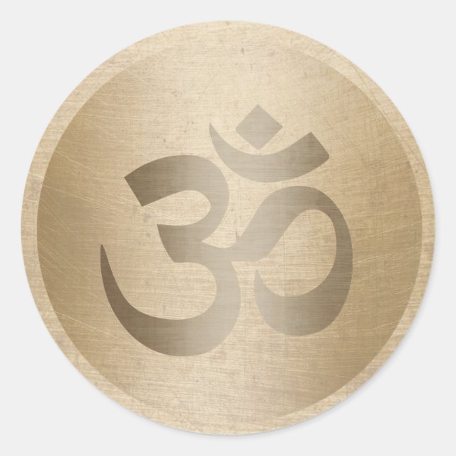 Yoga Instructor Gold Circle Om Symbol Runder Aufkleber (Vorderseite)