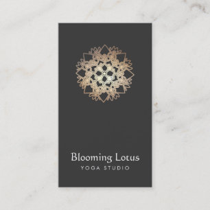 Yoga Instructor Gold Lotus Black Business Card Visitenkarte