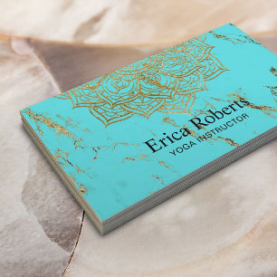 Yoga Instructor Gold Lotus Mandala Türkis Visitenkarte
