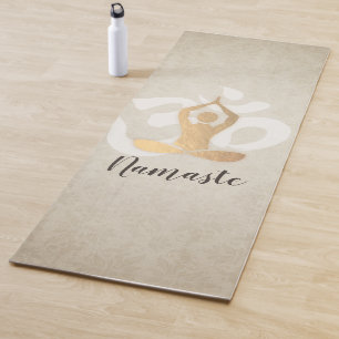 Yoga Instructor Gold Meditation Pose Om Symbol Yogamatte