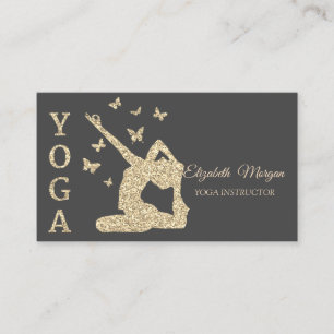 Yoga Instructor, Grau-Gold-Glitzer Frauen Visitenkarte