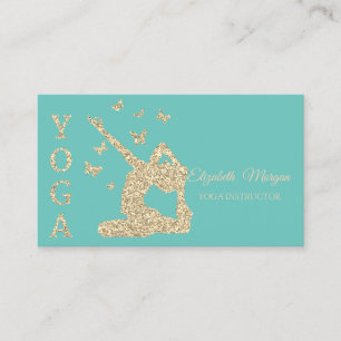 Yoga Instructor, Green Gold Glitzer Women Visitenkarte