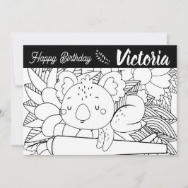 Yoga Instructor Koala Birthday Floral Coloring Feiertagskarte