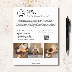 Yoga Instructor Lehrer Weißes Werbeunternehmen Flyer