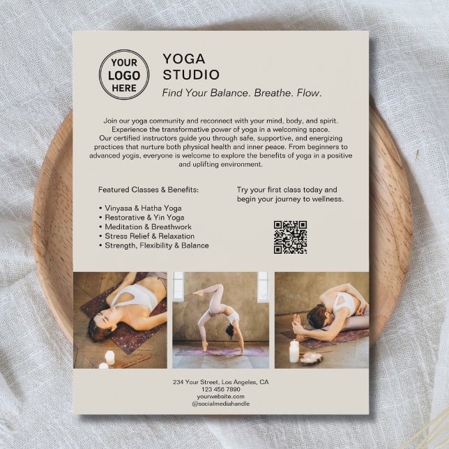 Yoga-Instructor Lehrer Werbe- Geschäftsflyer Flyer (Yoga Instructor Teacher Promotional Business Flyer)