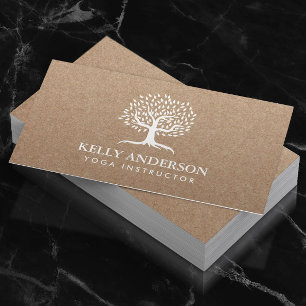 Yoga Instructor Life Tree Rustic Kraft Visitenkarte