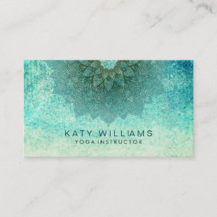 Yoga Instructor Lotus Blume Wasserfarbe Aquamarin Visitenkarte