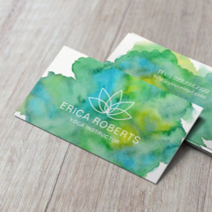 Yoga Instructor Lotus Floral Logo Wasserfarbe Visitenkarte