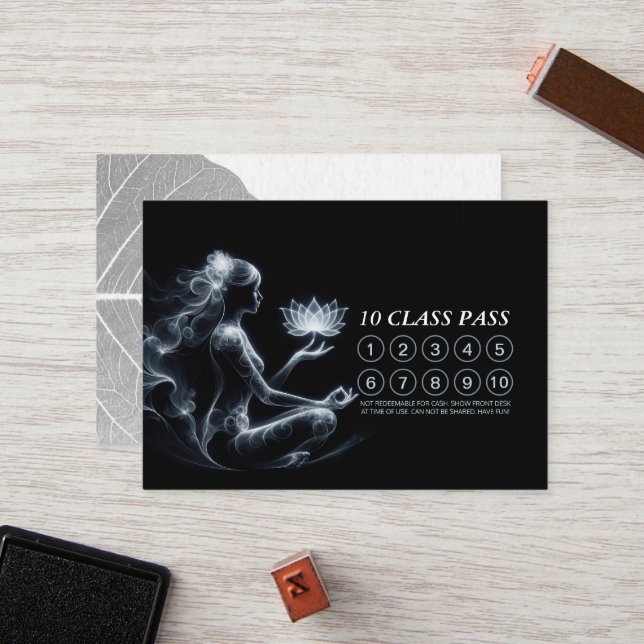 Yoga Instructor Lotus Mediation Pose Class Pass Treuekarte (Vorderseite/Rückseite Beispiel)