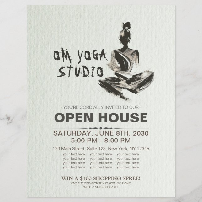 Yoga Instructor Lotus Meditation Pose Pinselstrich Flyer (Vorne)