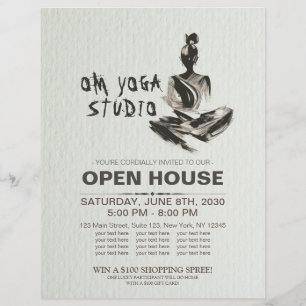 Yoga Instructor Lotus Meditation Pose Pinselstrich Flyer