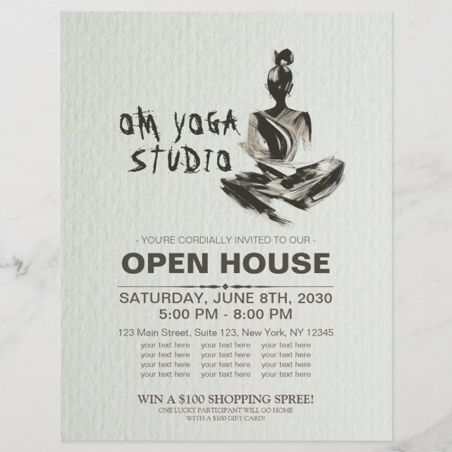 Yoga Instructor Lotus Meditation Pose Pinselstrich Flyer (Vorne)