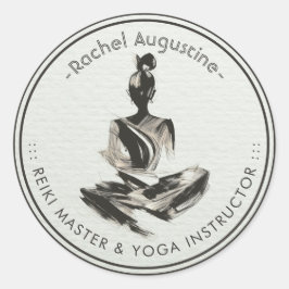 Yoga Instructor Lotus Meditation Pose Pinselstrich Runder Aufkleber