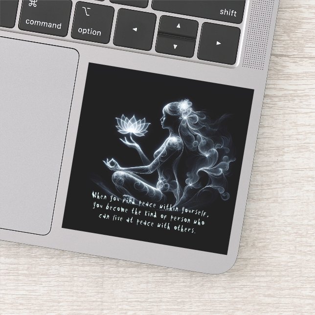 Yoga Instructor Lotus Medizin Pose Glühen Nebel Aufkleber (Detail)