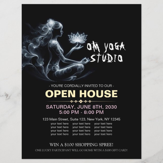 Yoga Instructor Lotus Medizin Pose Glühen Nebel Flyer (Vorne)