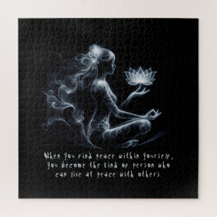 Yoga Instructor Lotus Medizin Pose Glühen Nebel Puzzle