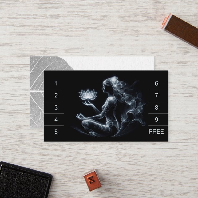 Yoga Instructor Lotus Medizin Pose Glühen Nebel Treuekarte (Vorderseite/Rückseite Beispiel)