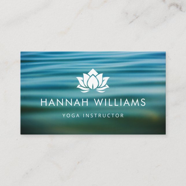 Yoga Instructor Lotus Ocean Waves Business Card Visitenkarte (Vorderseite)