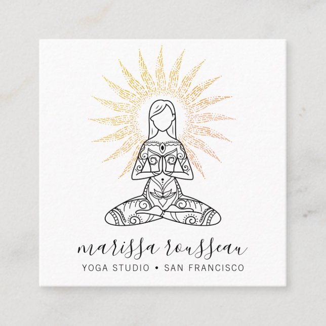 Yoga Instructor Lotus Pose Business Card Quadratische Visitenkarte (Vorderseite)