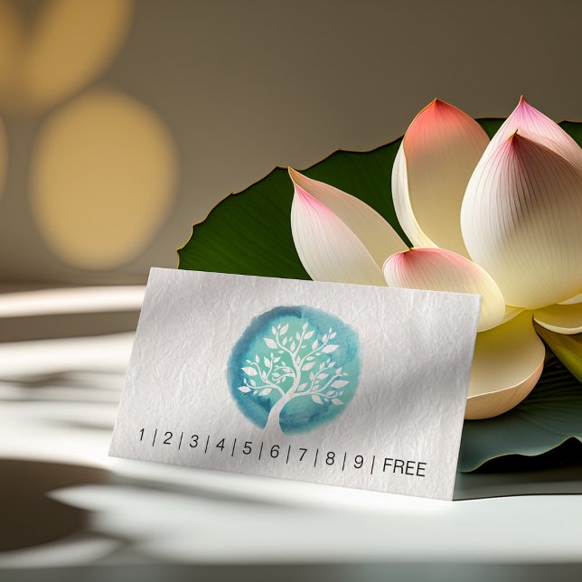 YOGA Instructor Loyalty Punch Chic Aquarellbaum Treuekarte (Von Creator hochgeladen)