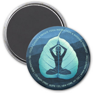 YOGA Instructor Meditation Pose Bodhi Leaf Cut Art Magnet