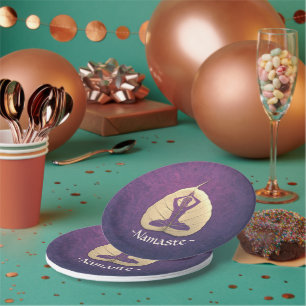 YOGA Instructor Meditation Pose Bodhi Leaf Cut Art Pappteller