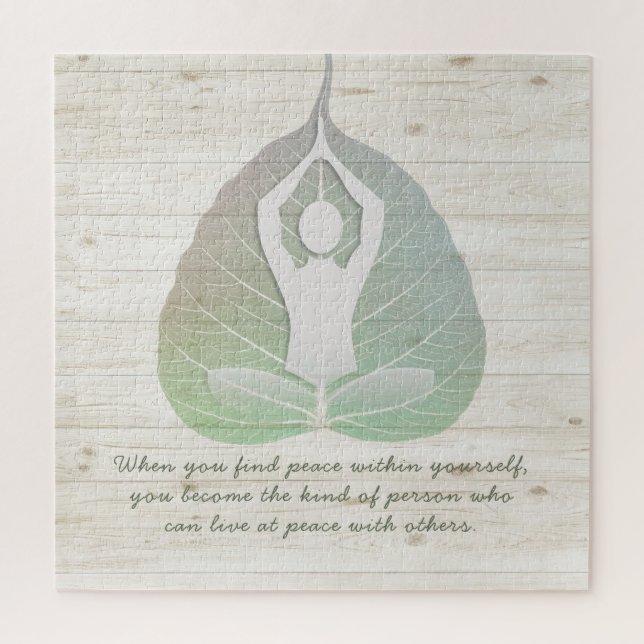 Yoga Instructor Meditation Pose Bodhi Leaf Quotes Puzzle (Vertikal)