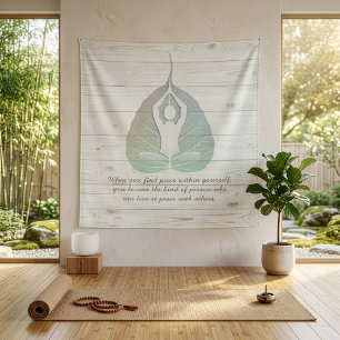 Yoga Instructor Meditation Pose Bodhi Leaf Quotes Wandteppich