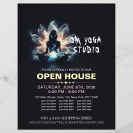 Yoga Instructor Meditation Pose Glühen Mist Lotus Flyer