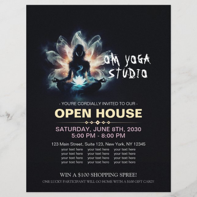 Yoga Instructor Meditation Pose Glühen Mist Lotus Flyer (Vorne)