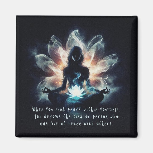 Yoga Instructor Meditation Pose Glühen Mist Lotus Magnet (Vorne)