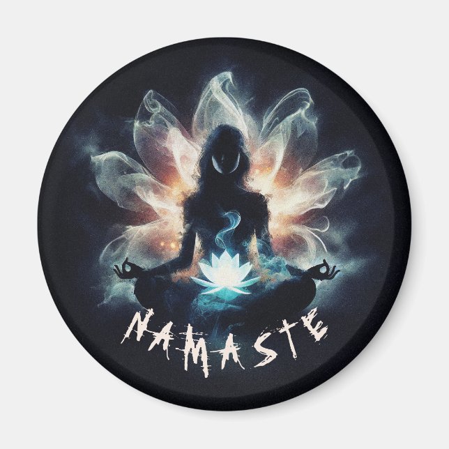 Yoga Instructor Meditation Pose Glühen Mist Lotus Magnet (Vorne)