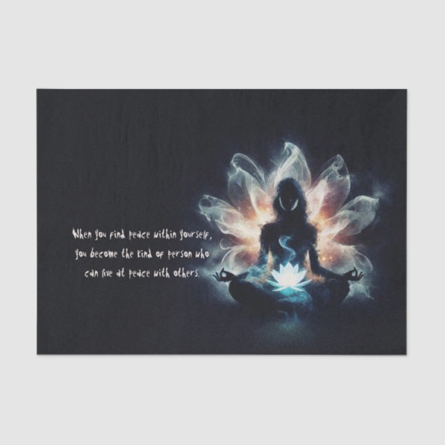 Yoga Instructor Meditation Pose Glühen Mist Lotus Seidenpapier (Vorderseite)