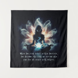 Yoga Instructor Meditation Pose Glühen Mist Lotus Wandteppich